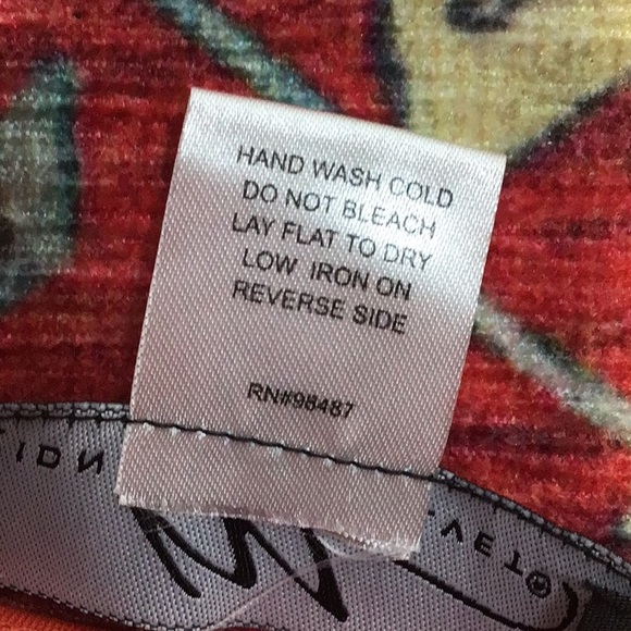 🪸MIDNIGHT VELVET Coral Gold Chain Long Sleeves Ruched Surplus Faux Wrap - Picture 6 of 7